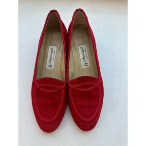 Ettienne Aigner Red Leather Suede Flats Women's Size 7 1/2 Made In Spain Shoes